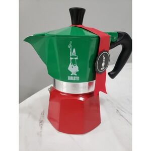 NEW NO BOX Bialetti Moka Express 3 Cup Stovetop Espresso Maker Green Red Flag